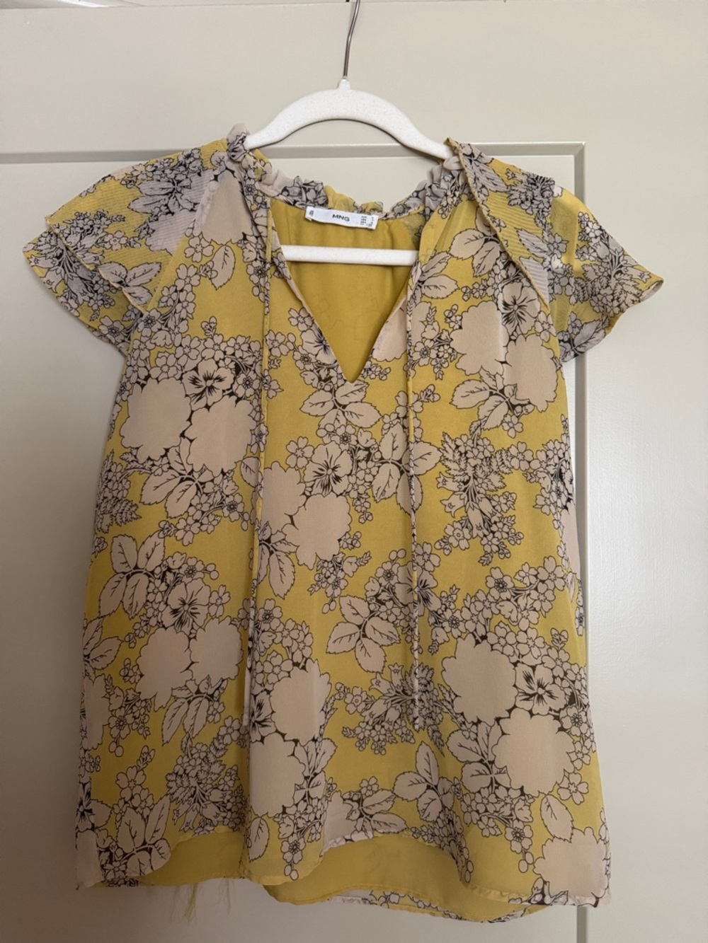 Mini Floral V-Neck Tunic Dress - Yellow